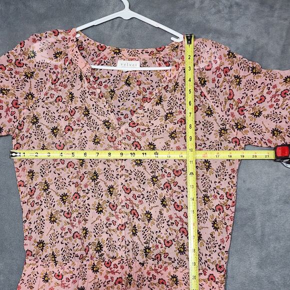 Velvet by Graham & Spencer Aubrey Printed Peasant Dress Pink Floral Print Medium - Picture 12 of 14